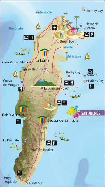 Mapa turístico de San Andrés